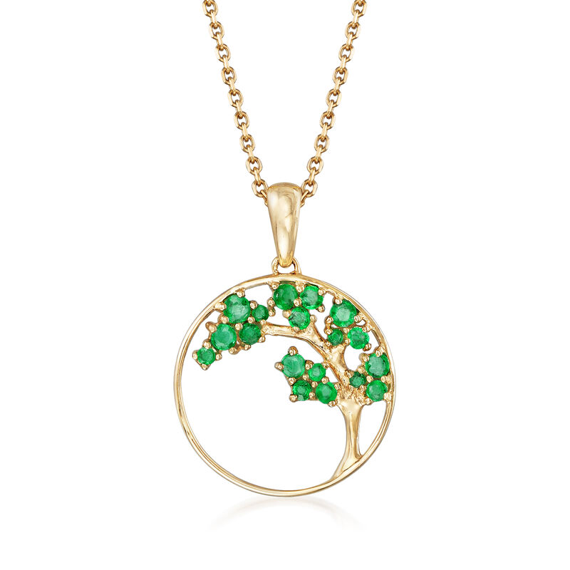 .32 ct. t.w. Emerald Tree Pendant Necklace in 14kt Yellow Gold image number 0