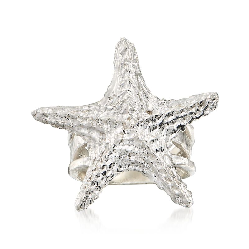 Sterling Silver Textured Starfish Ring image number 0