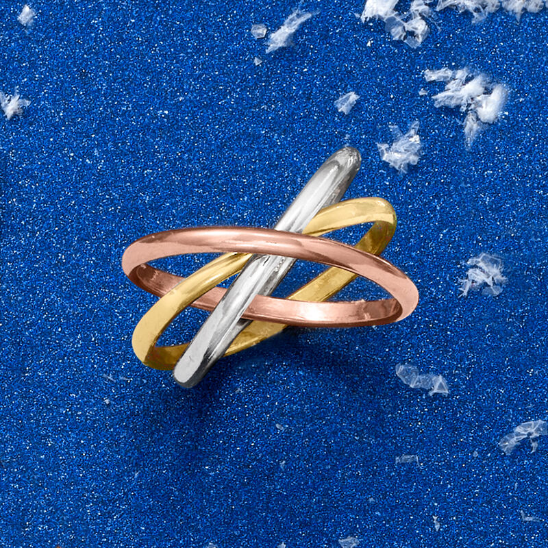 Italian Tri-Colored Sterling Silver Rolling Ring image number 4