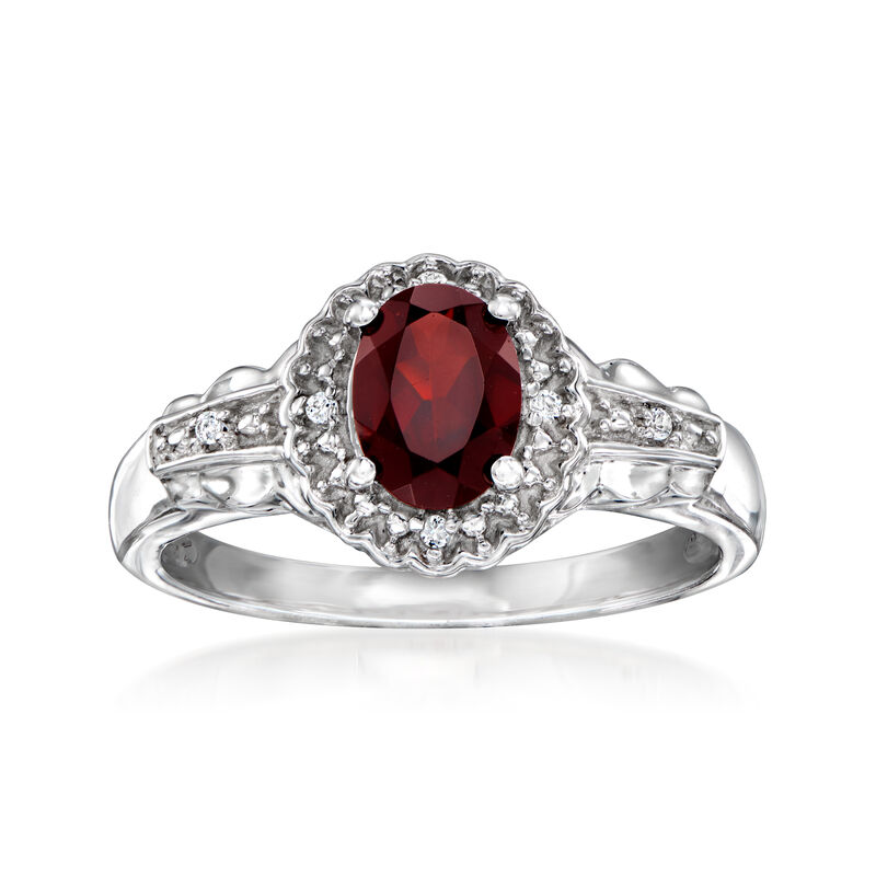 2.70 ct. t.w. Garnet Jewelry Set with White Topaz Accents: Pendant Necklace, Earrings and Ring in Sterling Silver image number 6