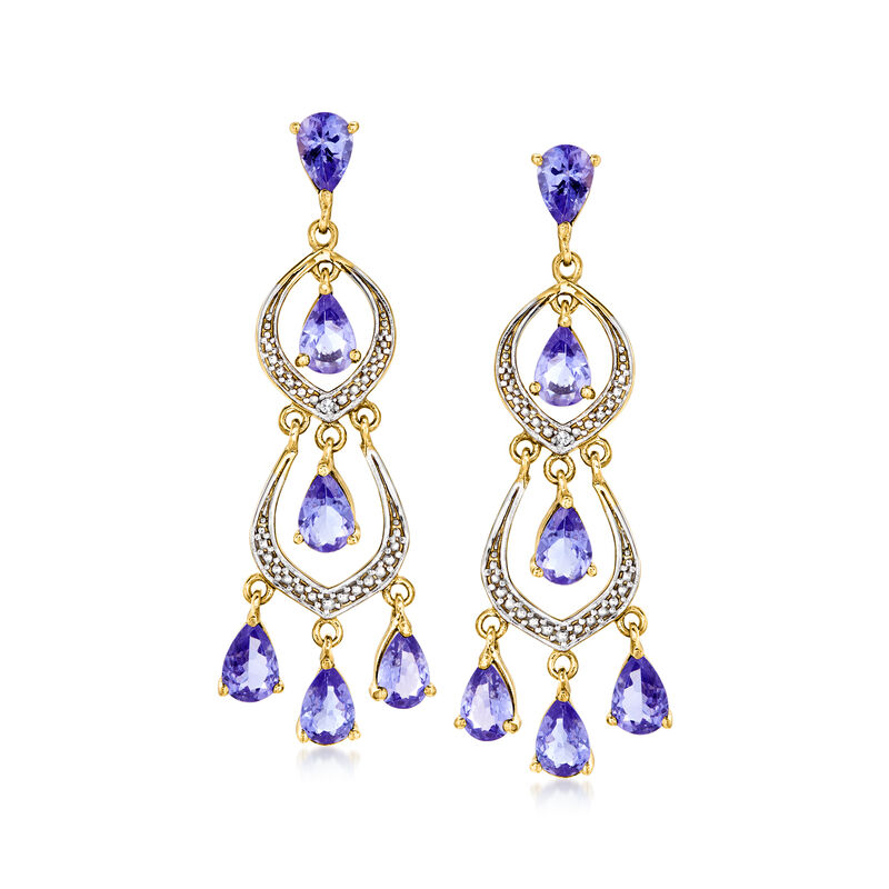 4.80 ct. t.w. Tanzanite Chandelier Earrings with Diamonds in 18kt Gold Over Sterling and Sterling Silver  image number 0