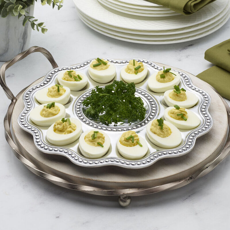Wilton Armetale "Flutes and Pearls" Deviled Egg Serving Tray image number 1