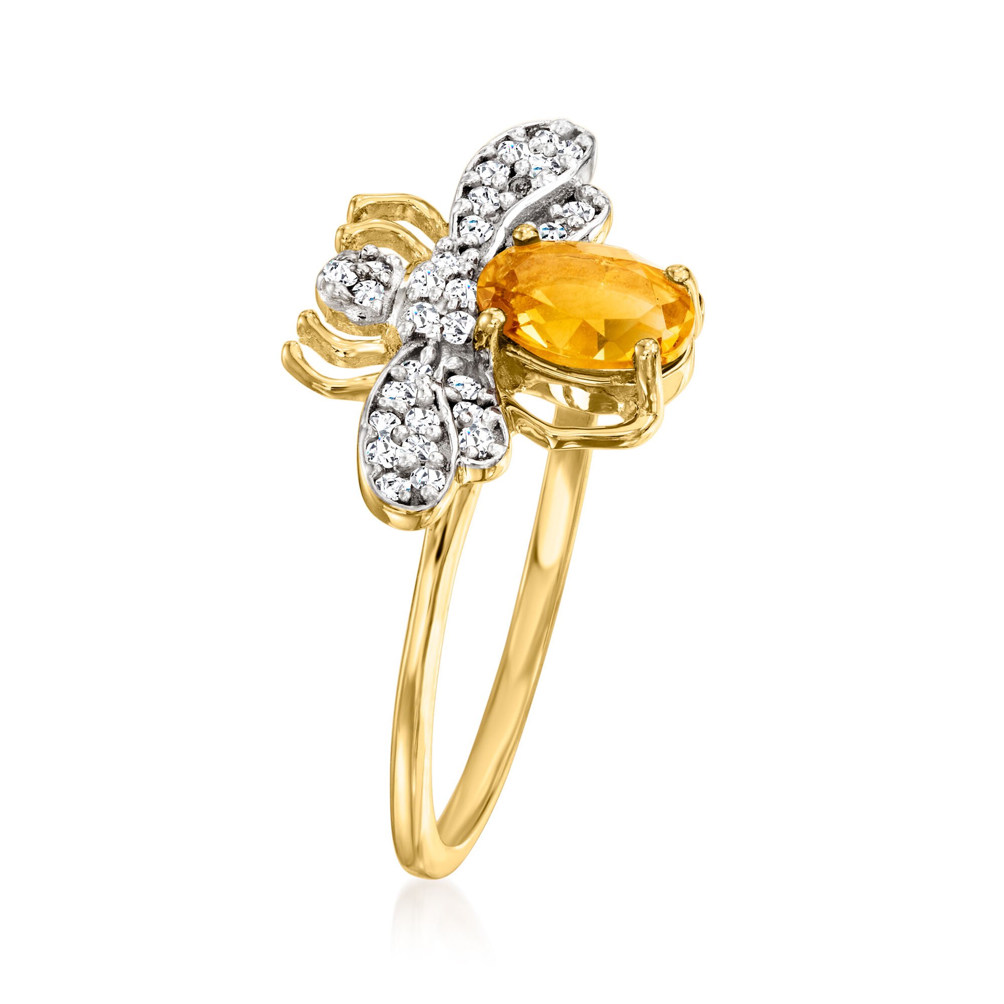 40 Carat Citrine and .10 ct. t.w. Diamond Bumblebee Ring in 14kt