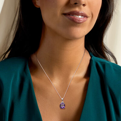 5.25 Carat Amethyst and .20 ct. t.w. Tanzanite Pendant Necklace in Sterling Silver