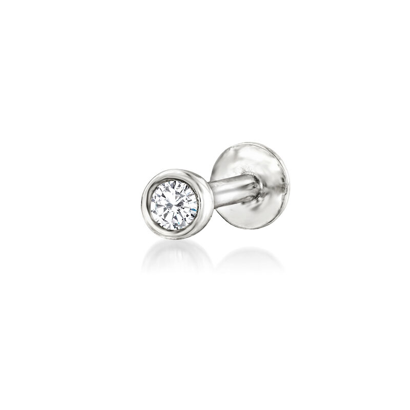 Bezel-Set Diamond Single Flat-Back Stud Earring in Sterling Silver image number 0