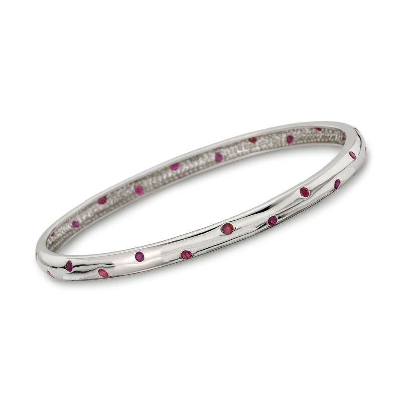 1.20 ct. t.w. Burnish-Set Ruby Bangle Bracelet in Sterling Silver image number 0