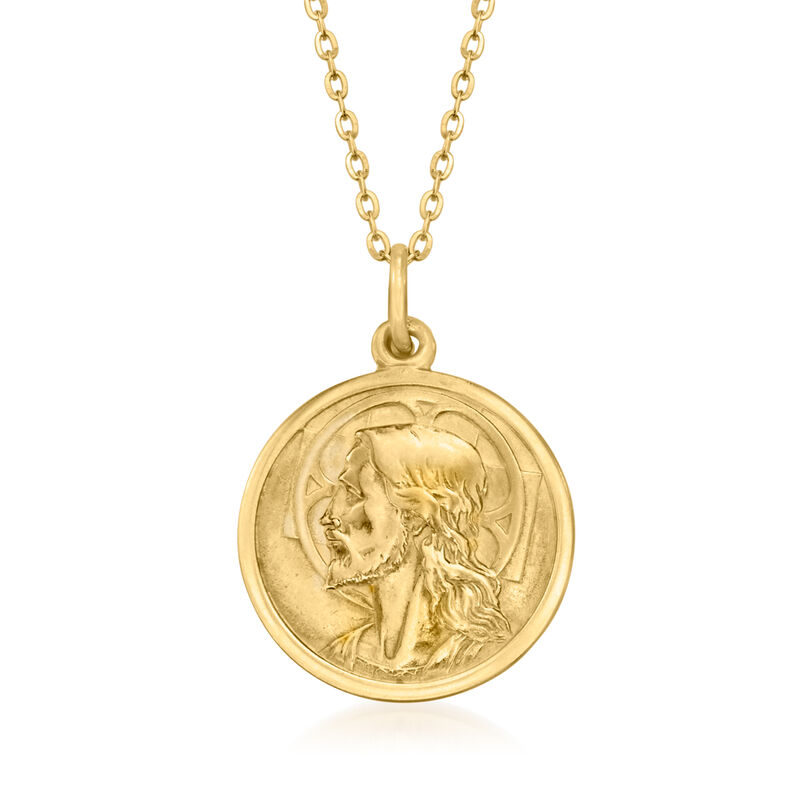 C. 1990 Vintage 18kt Yellow Gold &quot;Dio Ti Protegga&quot; Religious Pendant Necklace image number 0
