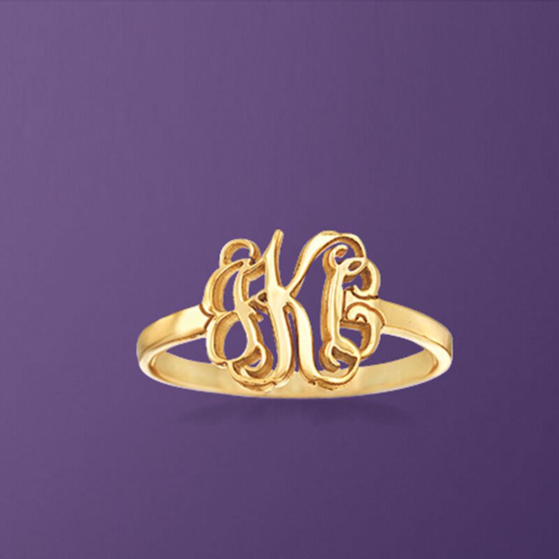 14kt Yellow Gold Personalized Monogram Ring image number 3