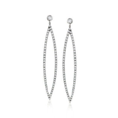 C. 1990 Vintage 1.35 ct. t.w. Diamond Marquise-Shaped Drop Earrings in 14kt White Gold