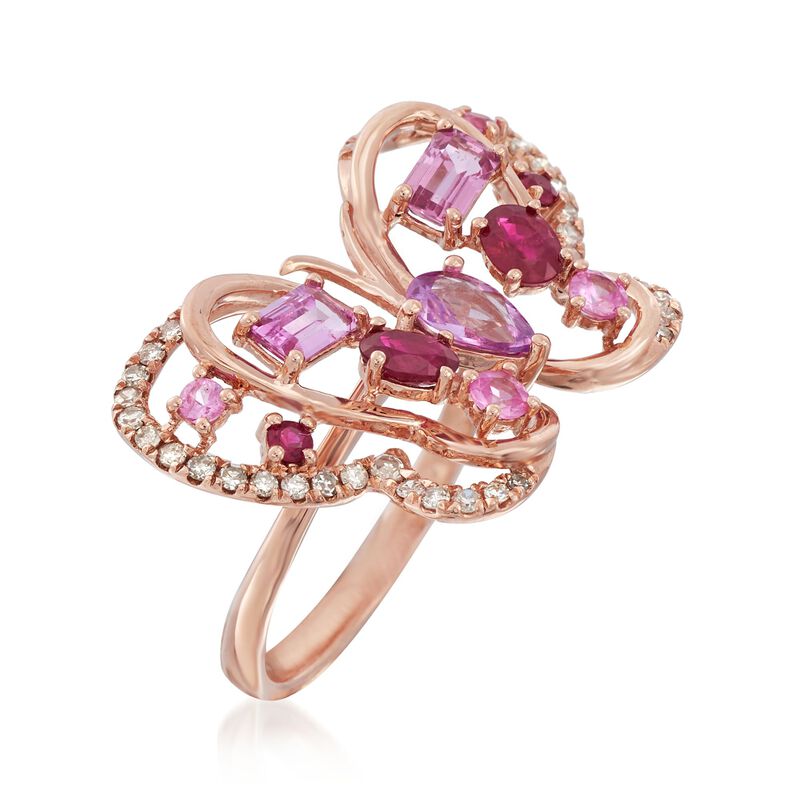 2.01 ct. t.w. Multi-Stone Butterfly Ring in 18kt Rose Gold image number 2