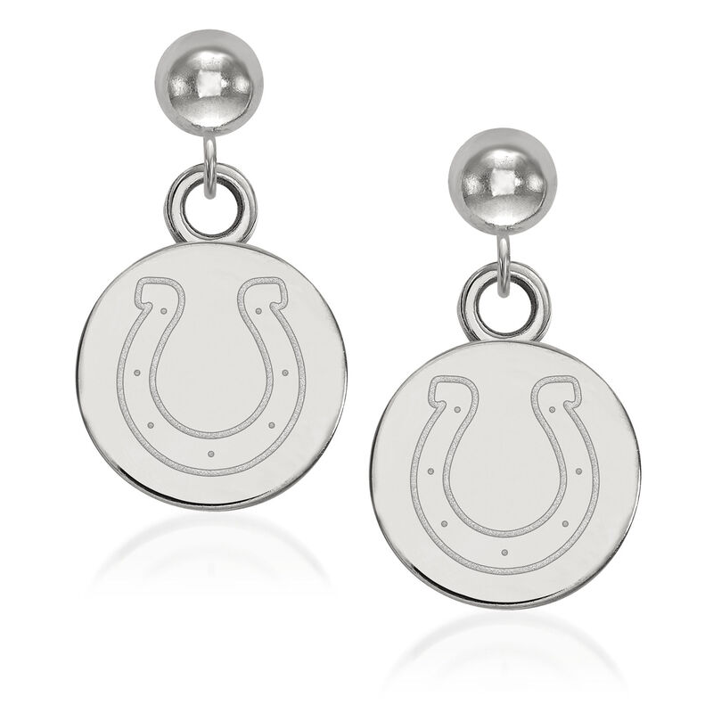 14kt White Gold NFL Indianapolis Colts Dangle Ball Stud Earrings image number 0