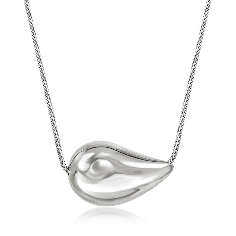 Italian Sterling Silver Teardrop Necklace. 18&quot; image number 1