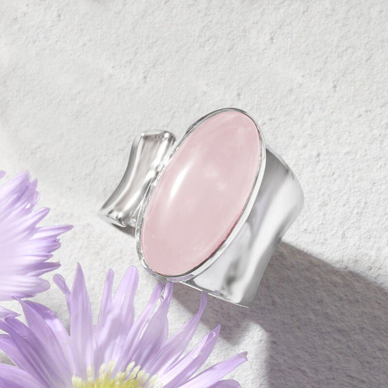 16.00 Carat Rose Quartz Wrap Ring in Sterling Silver image number 6