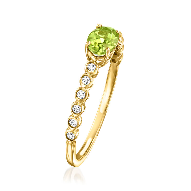 .50 Carat Peridot Ring with .10 ct. t.w. Diamonds in 14kt Yellow Gold image number 2