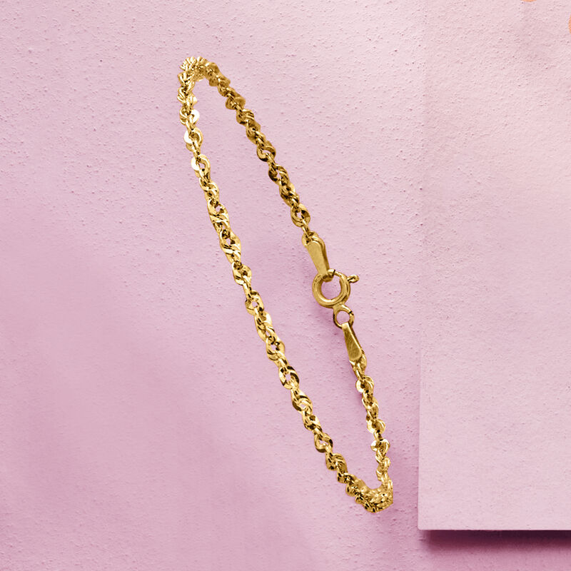 Italian 14kt Yellow Gold Rope-Chain Bracelet. 7" image number 1