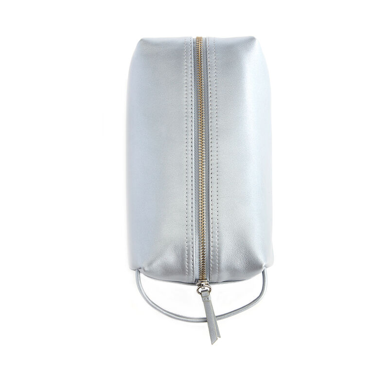 Royce Silver Leather Compact Toiletry Bag image number 1