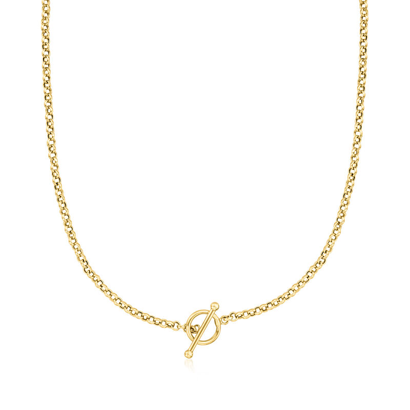 18kt Yellow Gold Rolo-Chain Toggle Necklace image number 0