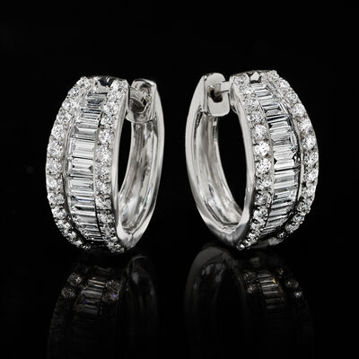 1.25 ct. t.w. Lab-Grown Diamond Hoop Earrings in 14kt White Gold