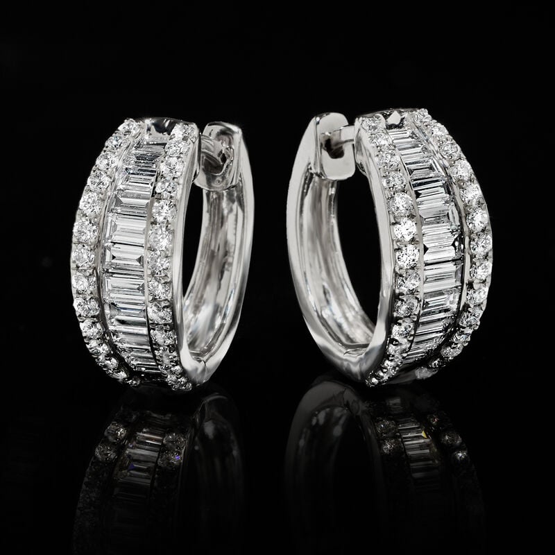 1.25 ct. t.w. Lab-Grown Diamond Hoop Earrings in 14kt White Gold. 1/2" image number 1