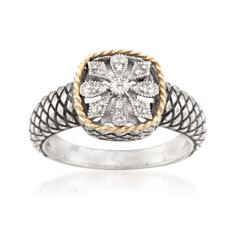 Andrea Candela Diamond Accent Floral Ring in 18kt Yellow Gold and Sterling Silver image number 0