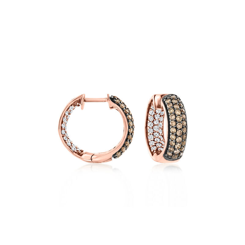 Le Vian .90 ct. t.w. Chocolate and Vanilla Diamond Inside-Outside Hoop Earrings in 14kt Strawberry Gold image number 0