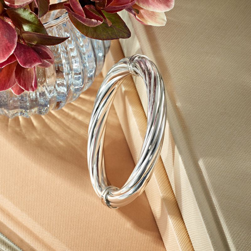 Italian 10mm Sterling Silver Twisted Bangle Bracelet image number 3
