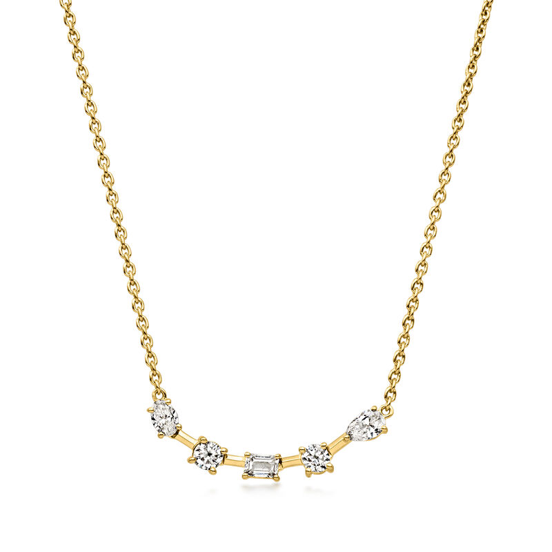 .80 ct. t.w. Multi-Shaped Lab-Grown Diamond Curved Bar Necklace in 18kt Gold Over Sterling image number 0