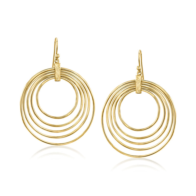 14kt Yellow Gold-Plated Multi-Circle Drop Earrings image number 0