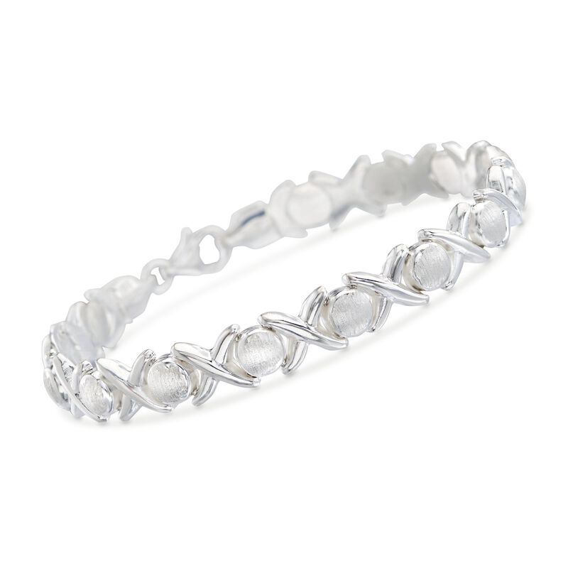 Italian Sterling Silver XO Bracelet. 7&quot; image number 0