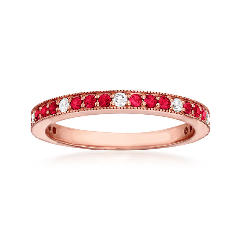 .30 ct. t.w. Ruby and .13 ct. t.w. Diamond Ring in 14kt Rose Gold image number 0