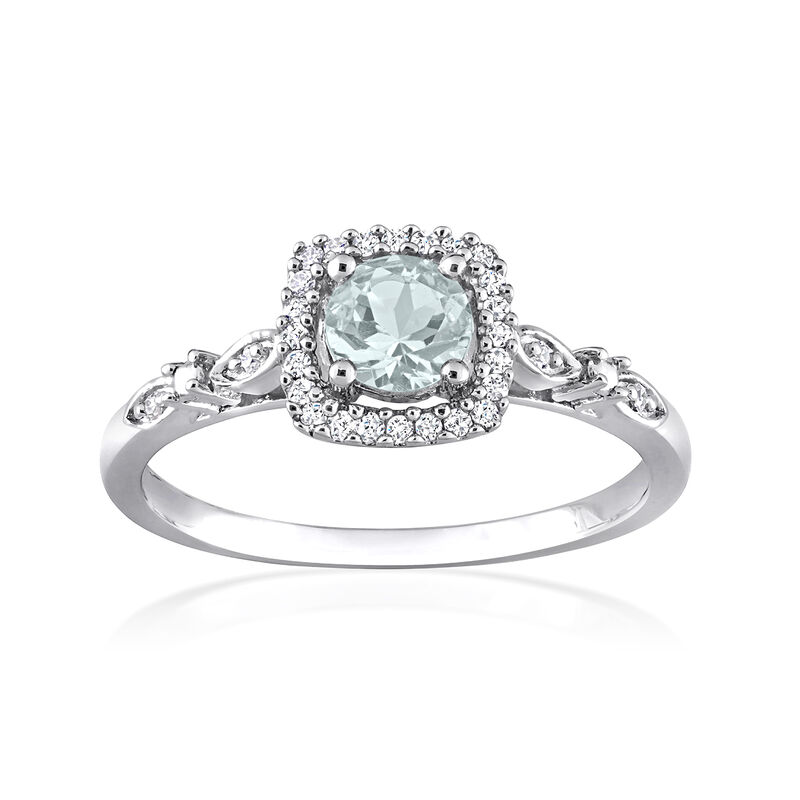 .40 Carat Aquamarine Ring with .12 ct. t.w. Diamonds in Sterling Silver image number 0