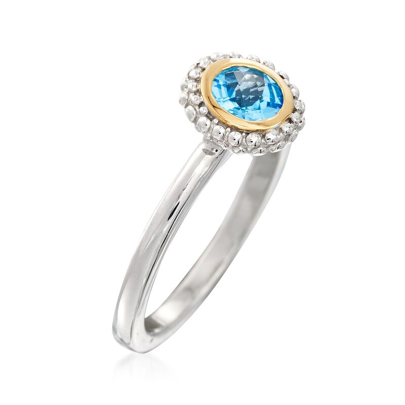 Phillip Gavriel &quot;Popcorn&quot; .49 Carat Blue Topaz Ring in Sterling Silver with 18kt Yellow Gold image number 2