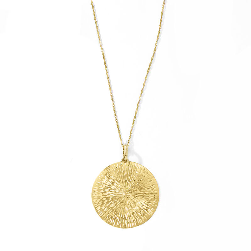Italian 14kt Yellow Gold Sunburst Medallion Pendant image number 3