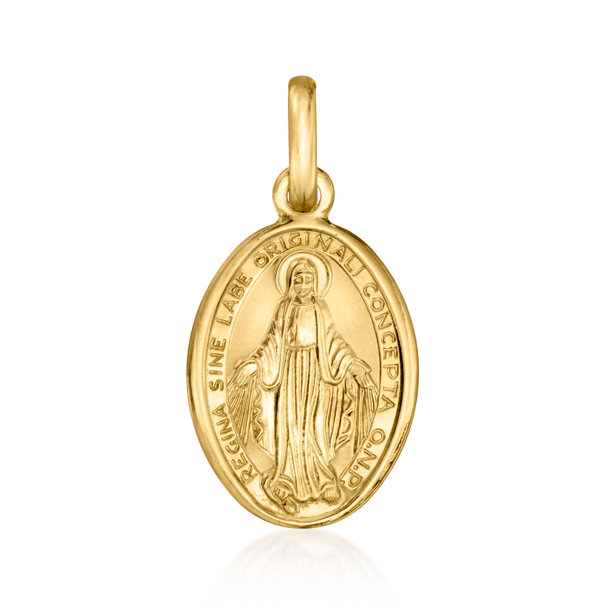 ゴールデンウィークラストSALE❕ ゴールド【 4mm×23mm 】18k Italian 18kt Yellow Gold Miraculous Medal Pendant | Ross Simons