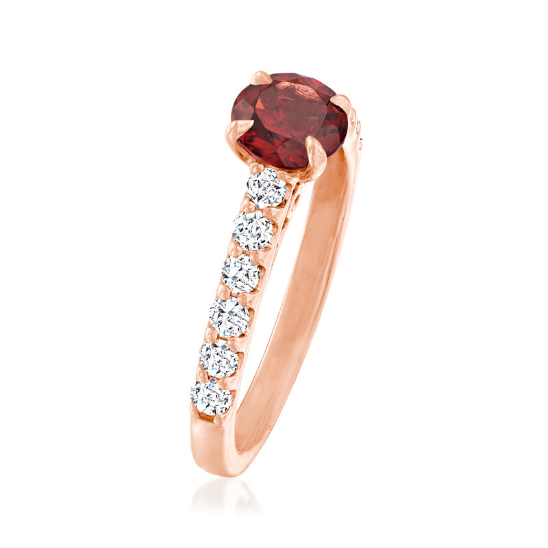 C. 2000 Vintage .90 Carat Garnet Ring with .50 ct. t.w. Diamonds in 14kt Rose Gold image number 2
