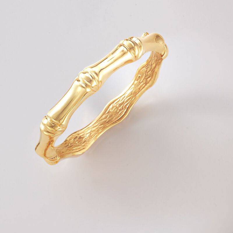 Italian 18kt Yellow Gold Bamboo-Style Bangle Bracelet image number 2