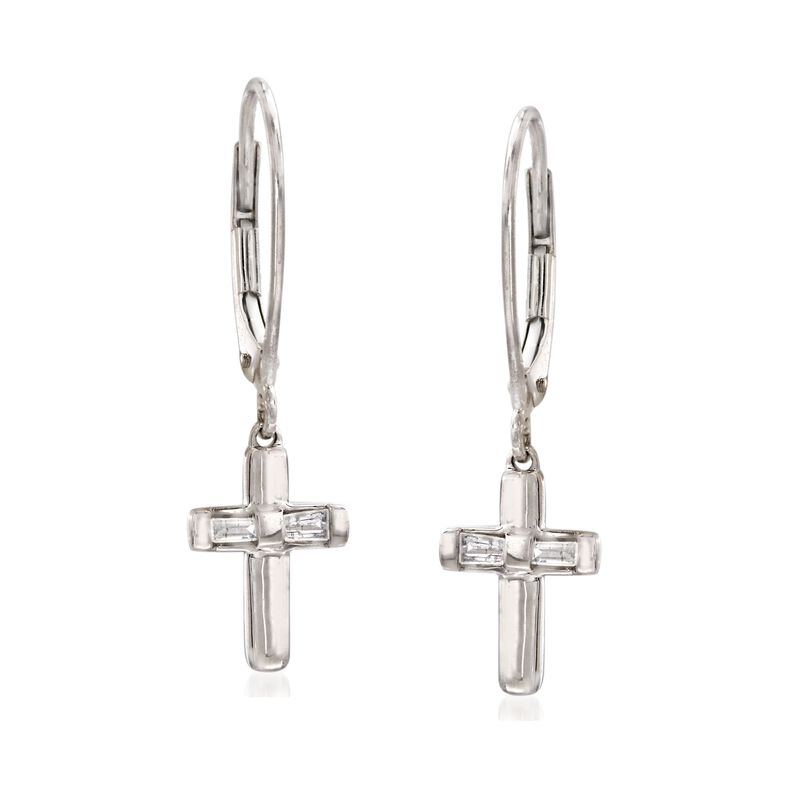 .10 ct. t.w. Diamond Cross Drop Earrings in Sterling Silver image number 0