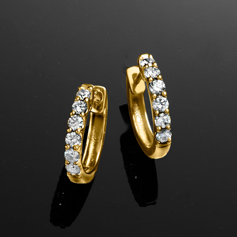 .50 ct. t.w. Lab-Grown Diamond Hoop Earrings in 18kt Gold Over Sterling. 1/2&quot; image number 3
