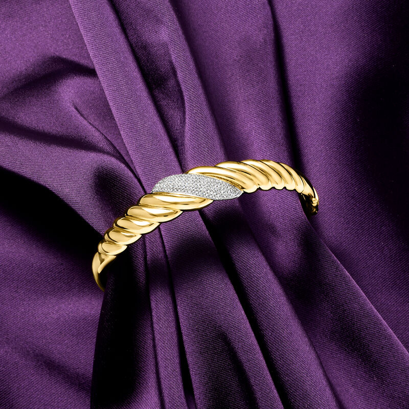 .33 ct. t.w. Diamond Shrimp Bangle Bracelet in 18kt Yellow Gold