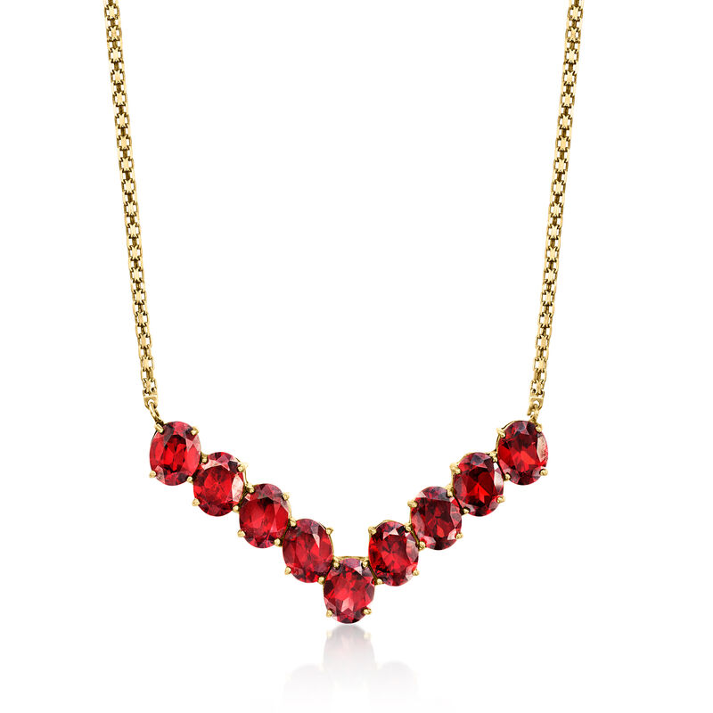 C. 1990 Vintage 22.00 ct. t.w. Garnet V-Necklace in 10kt Yellow Gold. 18.5&quot; image number 0