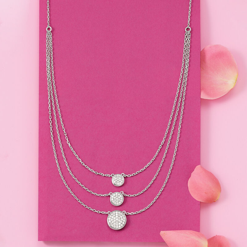 .50 ct. t.w. Pave Diamond Three-Strand Necklace in Sterling Silver image number 2