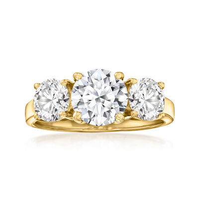 3.00 ct. t.w. Round Lab-Grown Diamond Three-Stone Ring in 14kt Yellow Gold