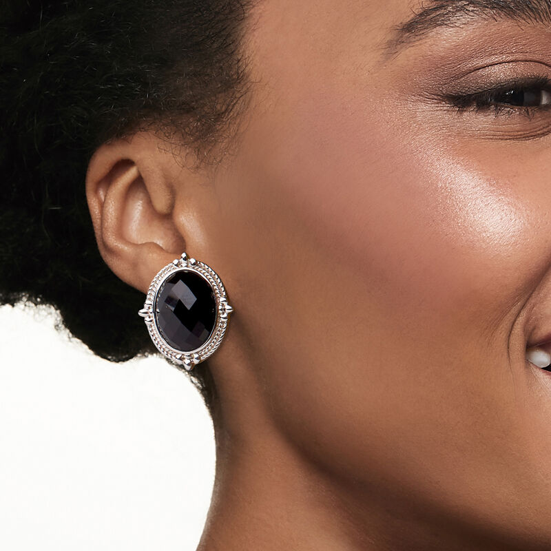 Andrea Candela Onyx Earrings with Black Enamel in Sterling Silver image number 1