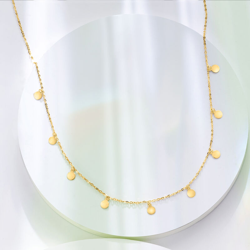 Italian 10kt Yellow Gold Mini Disc Station Necklace image number 2