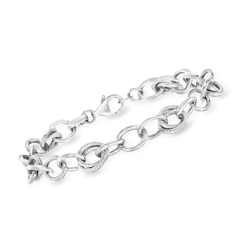 Italian Sterling Silver Link Bracelet. 7&quot; image number 0