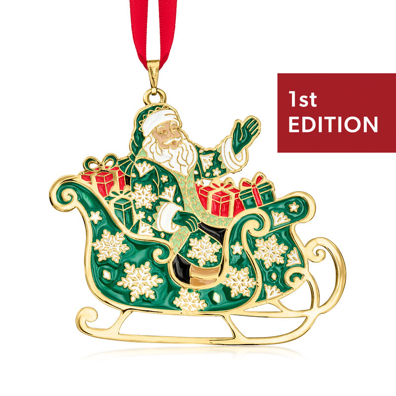 Fitz and Floyd 2026 Annual Gold-Plated Santa Ornament with Enamel - 1st Edition image number 0