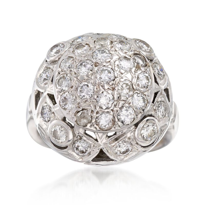 C. 1950 Vintage 1.25 ct. t.w. Diamond Dome Ring in 14kt White Gold. Size 4 image number 0