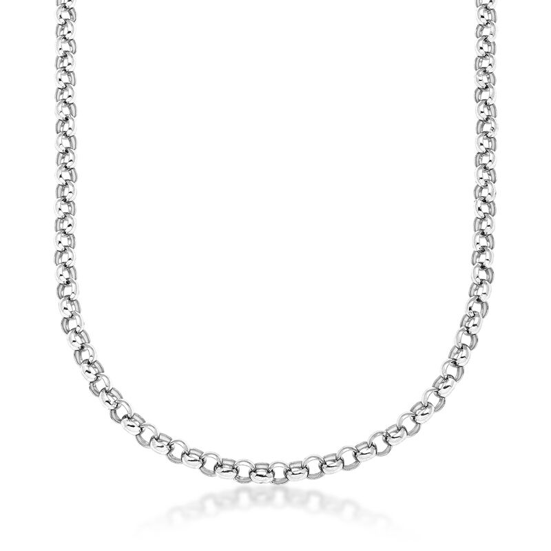 Solid Platinum Rolo-Link Necklace image number 0