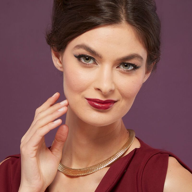 Italian 18kt Yellow Gold Graduated Mesh Omega Necklace image number 4