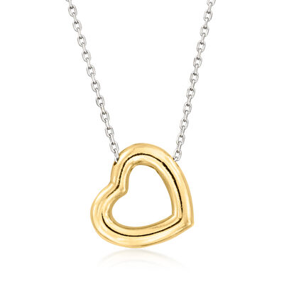 Sterling Silver and 18kt Gold Over Sterling Heart Necklace